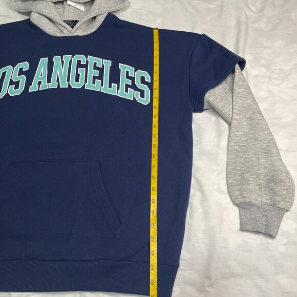 Forever 21 Unisex Navy & Gray “Los Angeles” Hoodie – Fits Men & Women – Size S – - Picture 9 of 10